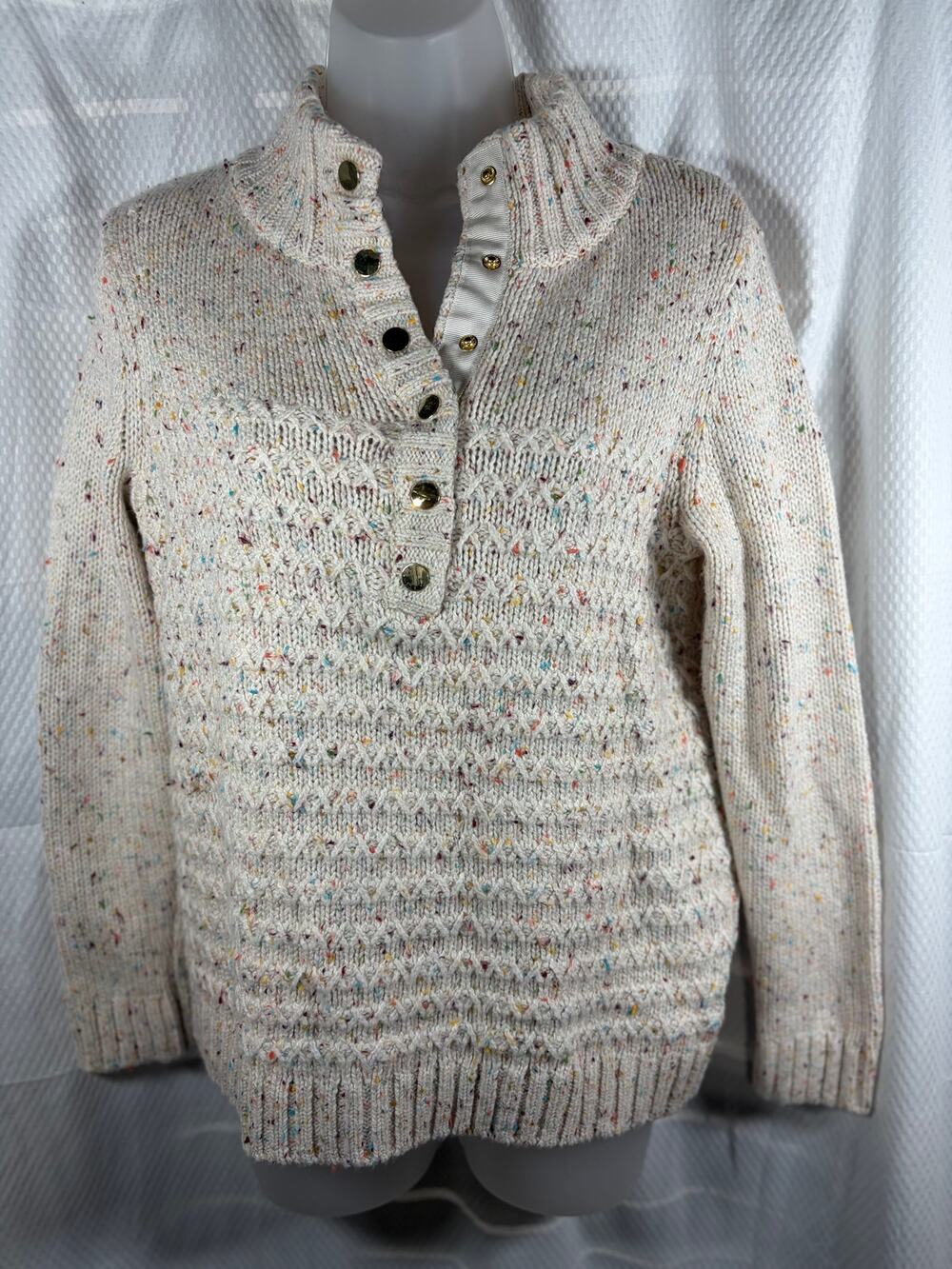Talbot's Ivory confetti henley sweater